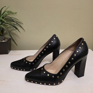Todd Oldham | Black Leather Studded Accent Pumps Sz 36 1/2